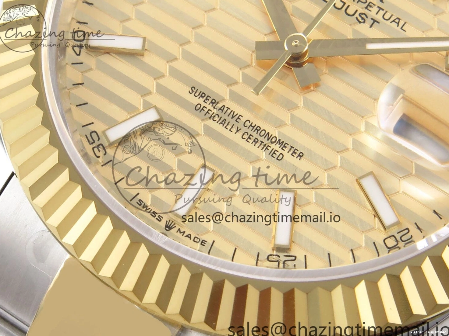 AAA Replica Watches Bracelet Thermal YG Best Edition Dial DateJust 41 Oyster 126333 EWEF SS on 976 YG Textured A 0104